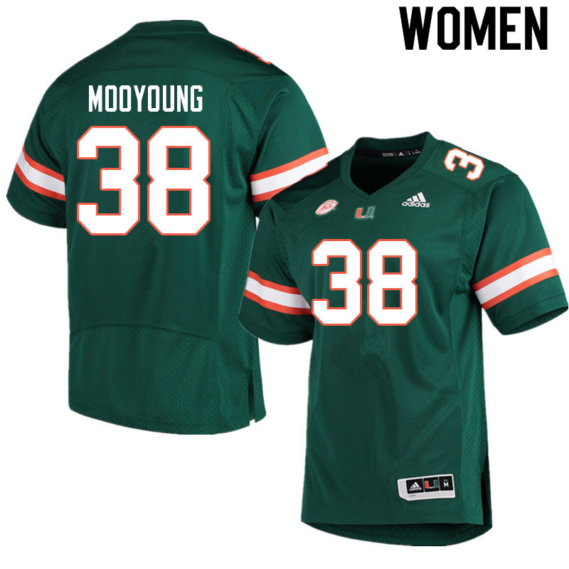 Women #38 Myles Mooyoung Miami Hurricanes College Football Jerseys Sale-Green